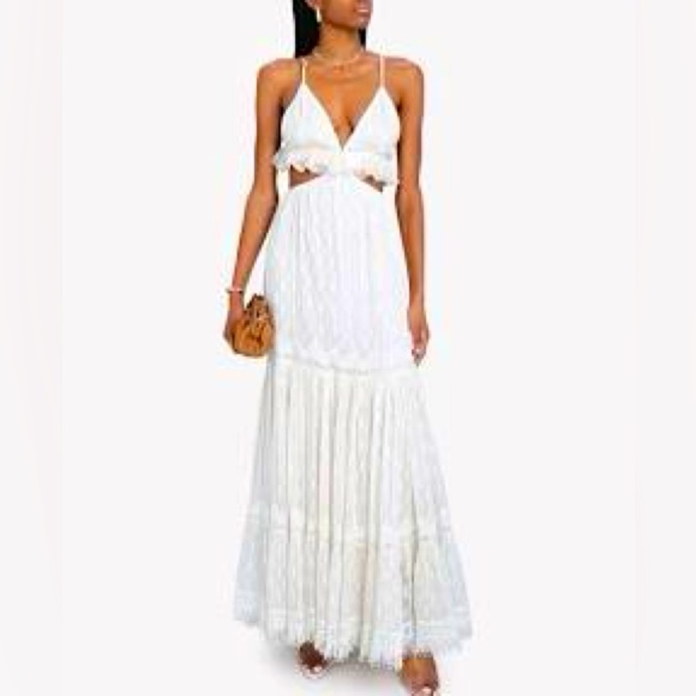 Rococo Sand White and Golf Paola Maxi Cutout Dress